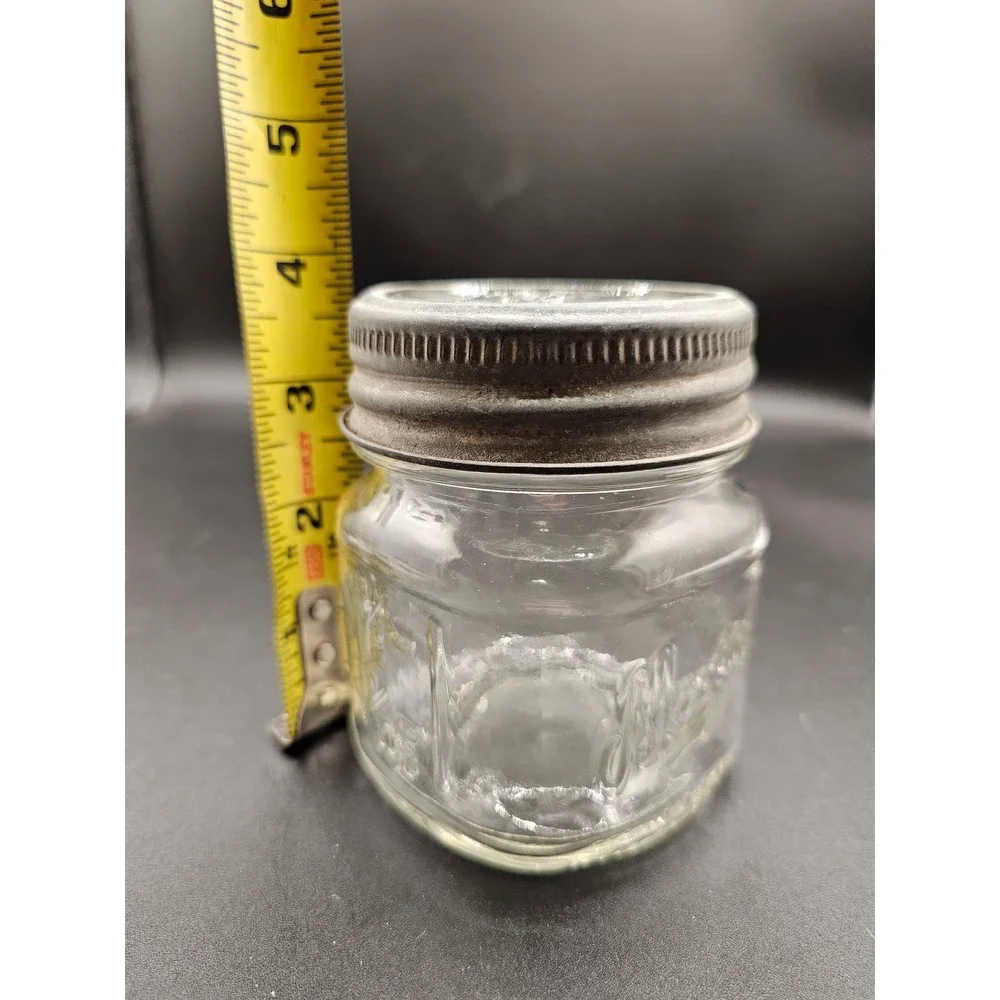 Mason Clear Glass 4oz Mini Jar with Rustic Metal Lid Small Storage Spice Jar